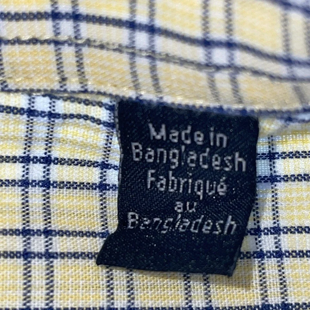 Us Polo Assn Shirt Mens L Plaid Casual Yellow Blue Button Up LS‎ Pocket Logo